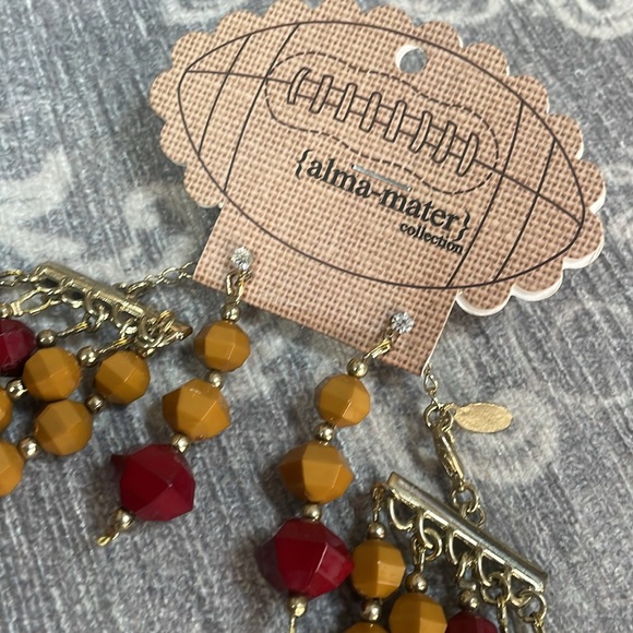 Alma-Mater Collection -Garnet & Gold Statement Jewelry Set necklace & earrings - Picture 2 of 14